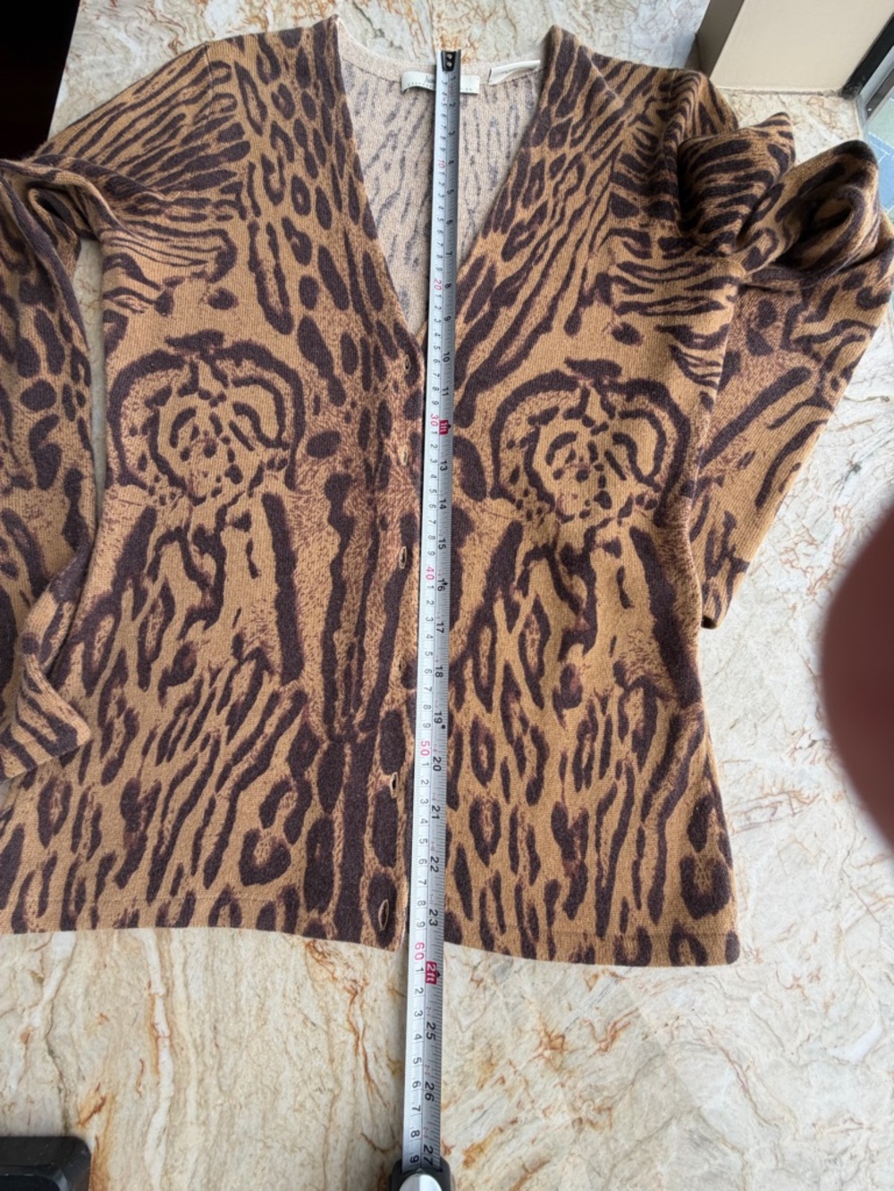 CLOSING CLOSET neiman Marcus Brown and Tan Leopard Print Cardigan - Picture 12 of 12